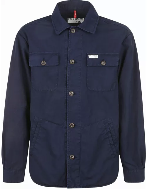 Fay Blue Cotton Shirt Jacket