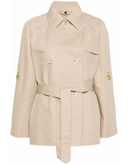 Fay Double-breasted Short Trench Coat In Cotton Twil