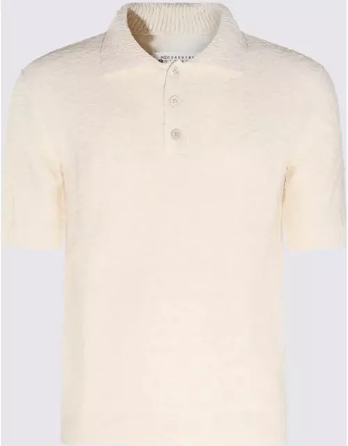 Maison Margiela Cream Cotton Blend Polo Shirt