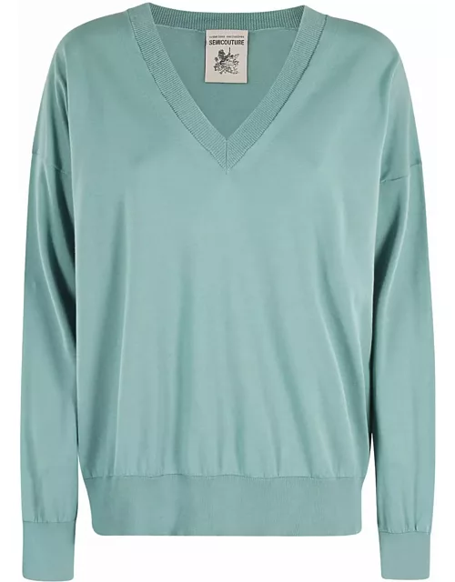 SEMICOUTURE Aquamarine Cotton Sweater
