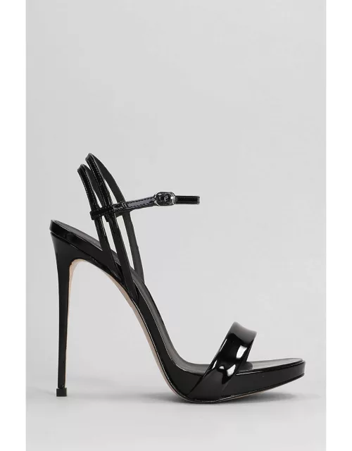 Le Silla Gwen Sandals In Black Patent Leather