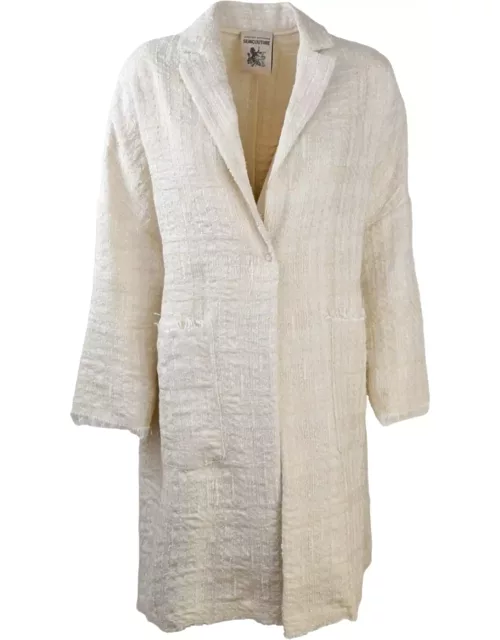 SEMICOUTURE Cream White Tweed Coat