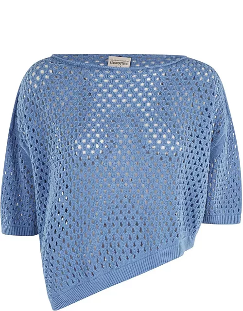 SEMICOUTURE Blue Cotton Sweater
