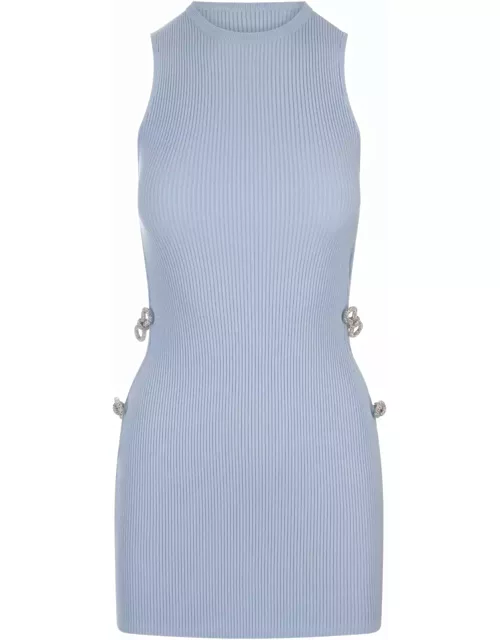 Mach & Mach Light Blue Stretch Mini Dress With Application