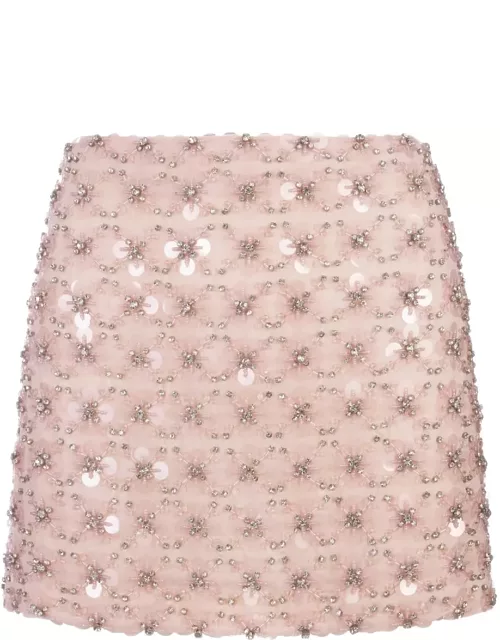 Parosh Light Pink Full Sequins Ginny Mini Skirt