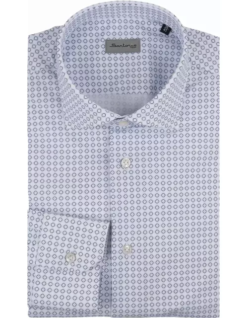 Sartorio Napoli White Shirt With Blue Pattern