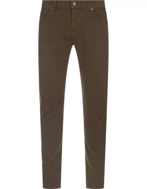 Dondup Mius Slim Fit Jeans In Military Green Bull Stretch