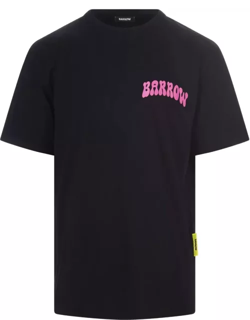 Barrow Black T-shirt With Graphic Print And Shiny Lettering