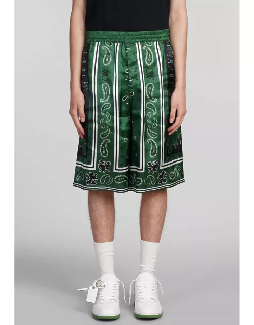 Off-White Shorts In Green Viscose