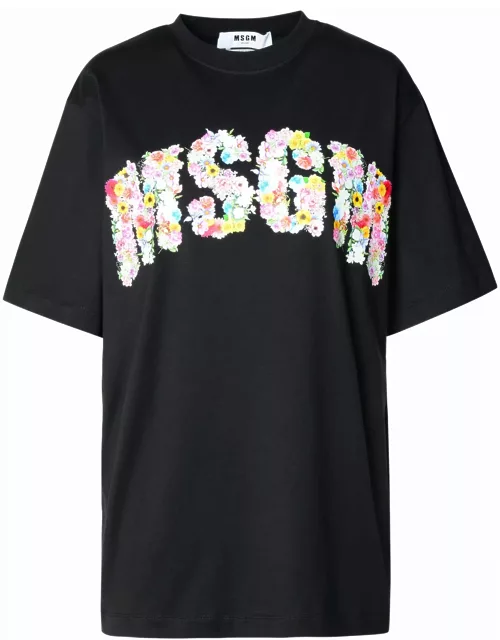 MSGM Black Cotton T-shirt