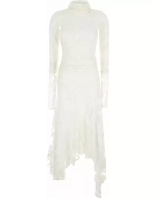 Philosophy di Lorenzo Serafini Longuette White Asymmetric Dress In Devoré Jersey Woman