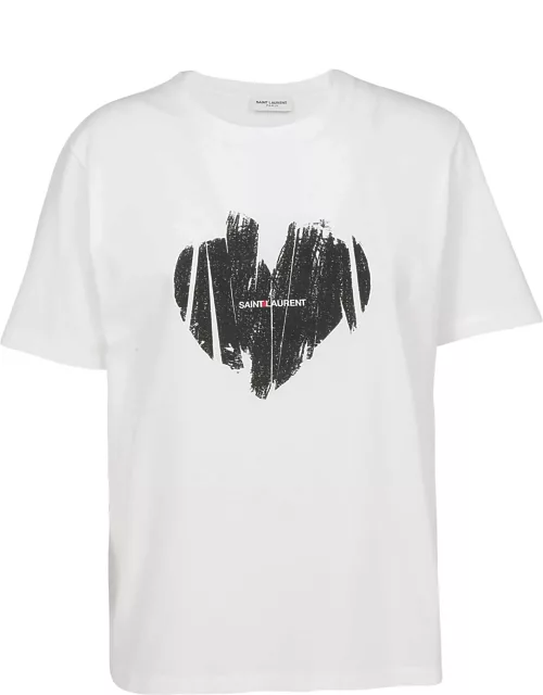 Saint Laurent Cotton T-shirt With Heart Print