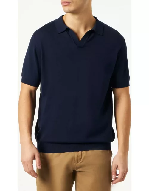 MC2 Saint Barth Man Navy Blue Knitted Polo Shirt Sloan