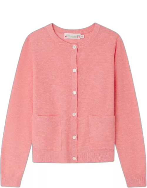 Clarisse pink linen-blend cardigan