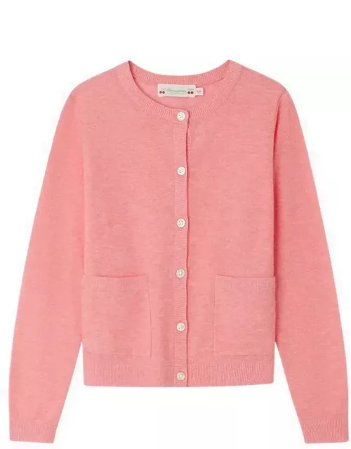 Clarisse pink linen-blend cardigan