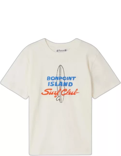 Ecru crewneck T-shirt with print