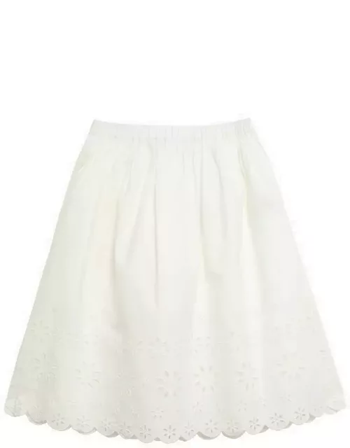 Flora milk-white cotton skirt