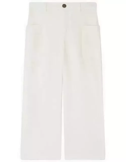 White linen-blend Looping trouser
