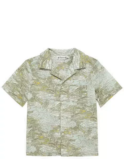 Steve shirt with green cotton print