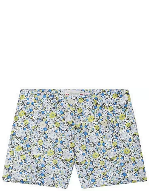 Blue Calista Bermuda shorts with cotton floral print