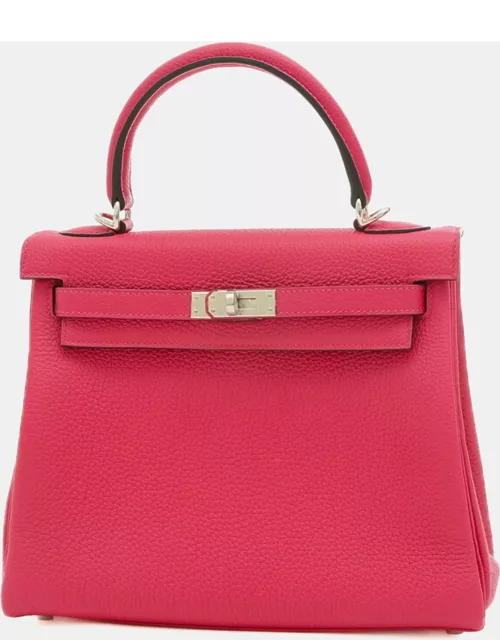 Hermes Pink Togo Leather Kelly 25 Tote Bag