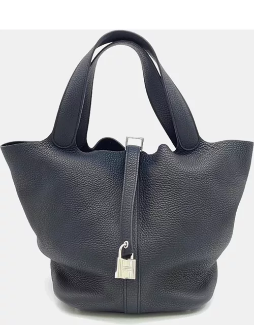 Hermes Black Clemence Leather Picotin Lock 26 Tote Bag