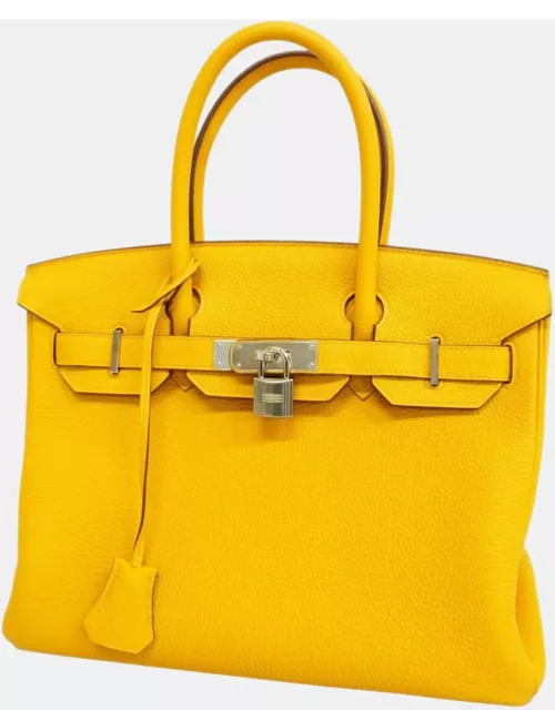 Hermes Yellow Togo Leather Birkin 30 Tote Bag