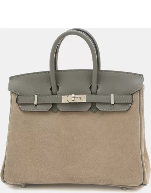 Hermes Grey Swift Leather Grizzly Birkin 25 Tote Bag