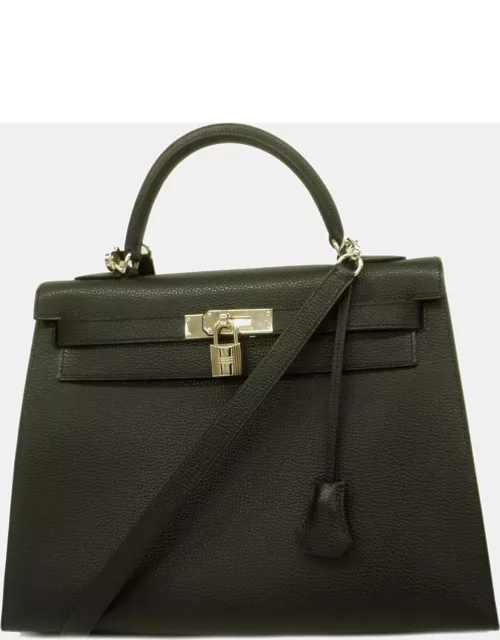 Hermes Black Epsom Leather Kelly 32 Tote Bag