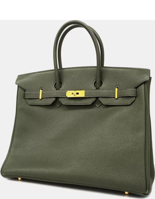 Hermes Green Togo Leather Birkin 35 Tote Bag