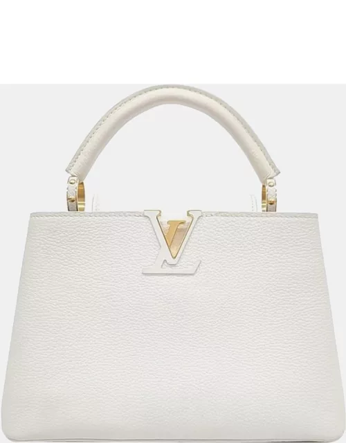 Louis Vuitton White Leather Capucines BB Top Handle Bag