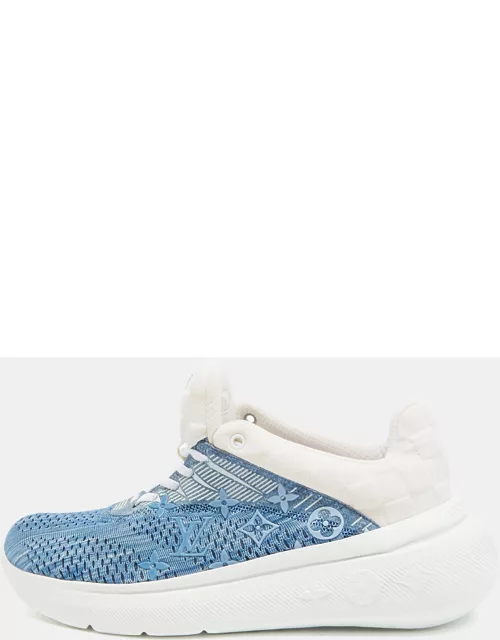 Louis Vuitton Blue/White Monogram and Damier Knit Fabric Show Up Sneaker