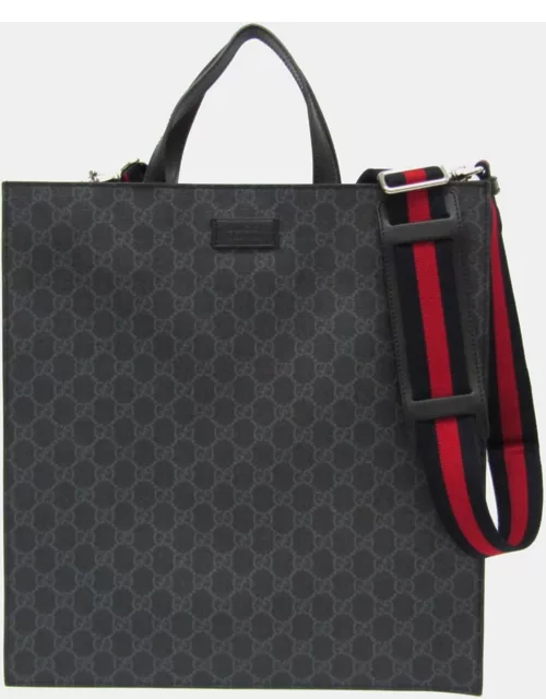 Gucci Black Canvas GG Supreme Tall Tote Bag