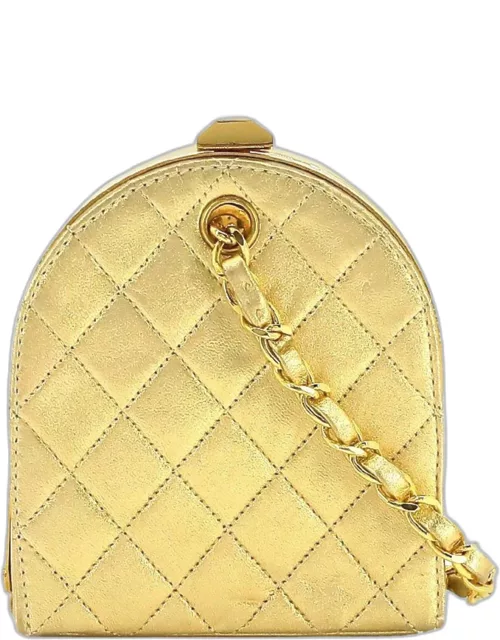 CHANEL Gold Quilted Leather Mini Vintage Frame Clutch Bag