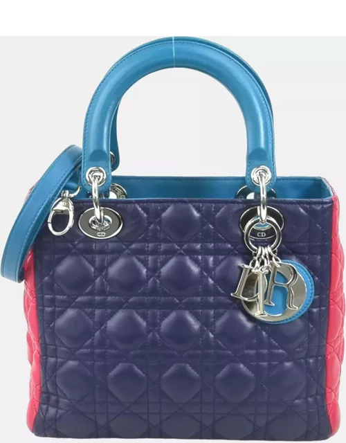 Dior Tricolour Leather Medium Lady Dior Top Handle Bag