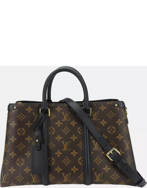 Louis Vuitton Brown Monogram Canvas with Leather MM Soufflot Tote Bag