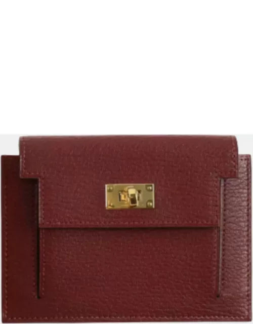 Hermes Rouge H Chevre Leather Kelly Compact Wallet