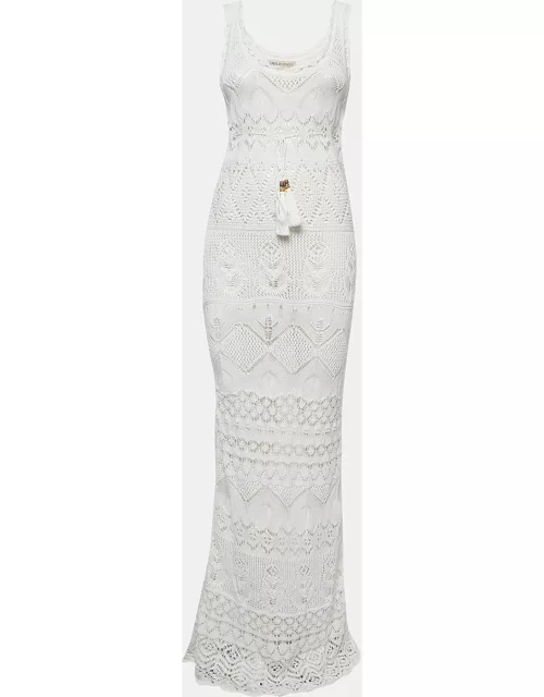 Emilio Pucci White Patterned Crochet Tie-Up Detail Maxi Dress
