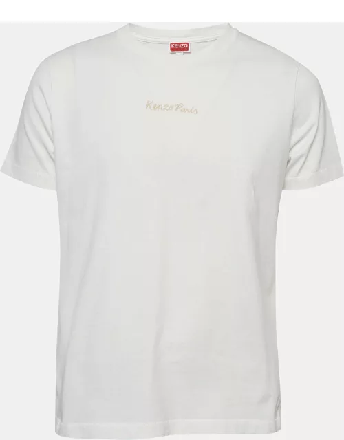 Kenzo White Eiffel Tower Embroidered Cotton T-Shirt