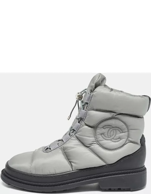 Chanel Grey Nylon Snow Ankle Boot
