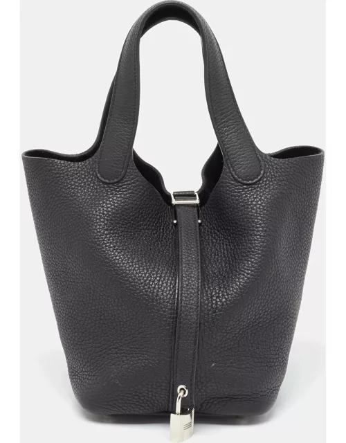 Hermès Noir Taurillon Clemence Leather Picotin Lock 18 Bag