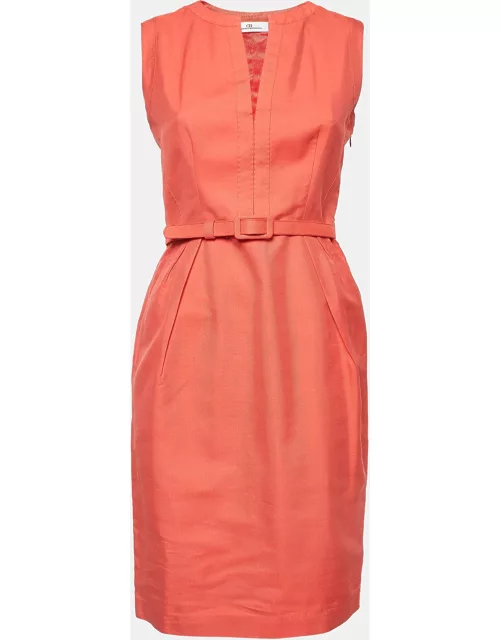 CH Carolina Herrera Orange Belted Sleeveless Dress