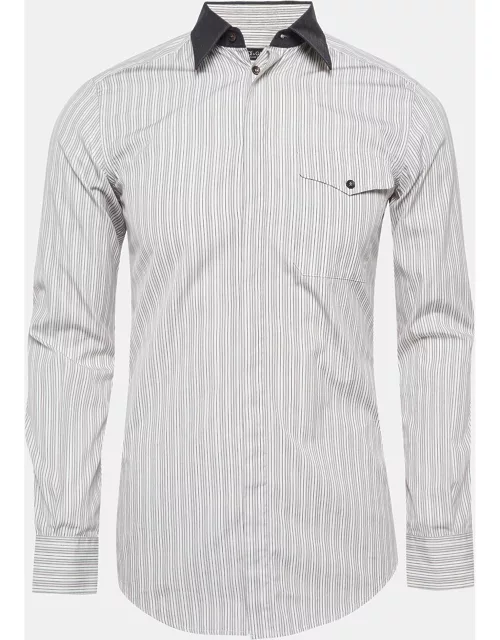 Dolce & Gabbana White Pinstripe Cotton Long Sleeve Shirt
