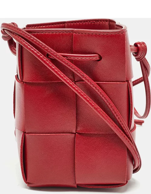 Bottega Veneta Red Intreccio Leather Mini Cassette Bucket Bag