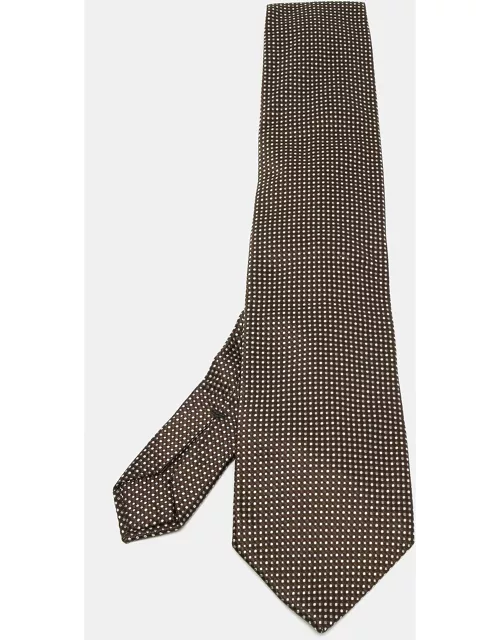Ermenegildo Zegna Brown Micro Checked Silk Tie