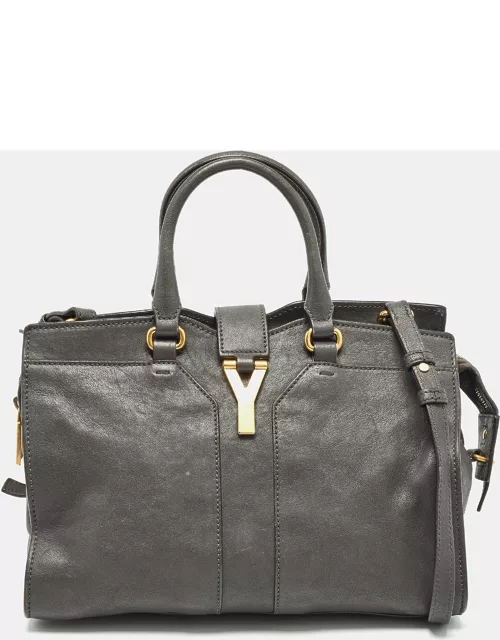 Saint Laurent Grey Leather Small Cabas Chyc Tote