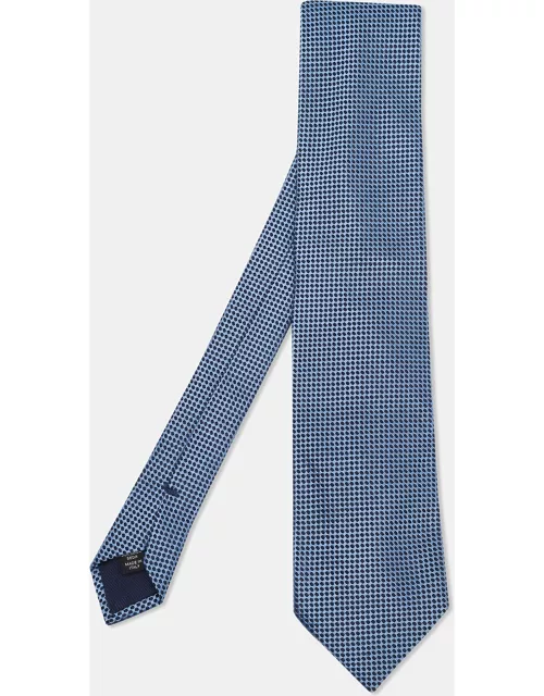 Ermenegildo Zegna Blue Check Patterned Silk Tie