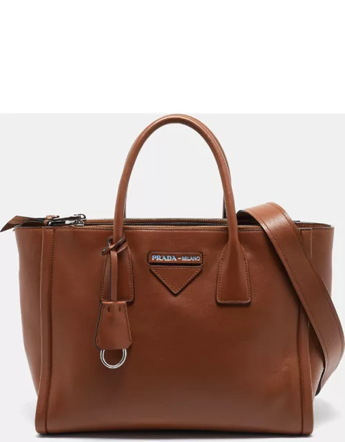 Prada Brown Leather Concept Double Zip Tote