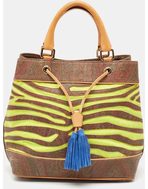 Etro Multicolor Paisley Print Coated Canvas and Leather Tassel Bucket Bag