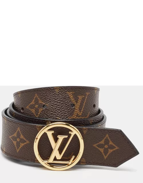 Louis Vuitton Black Epi Leather LV Circle Reversible Belt 85C